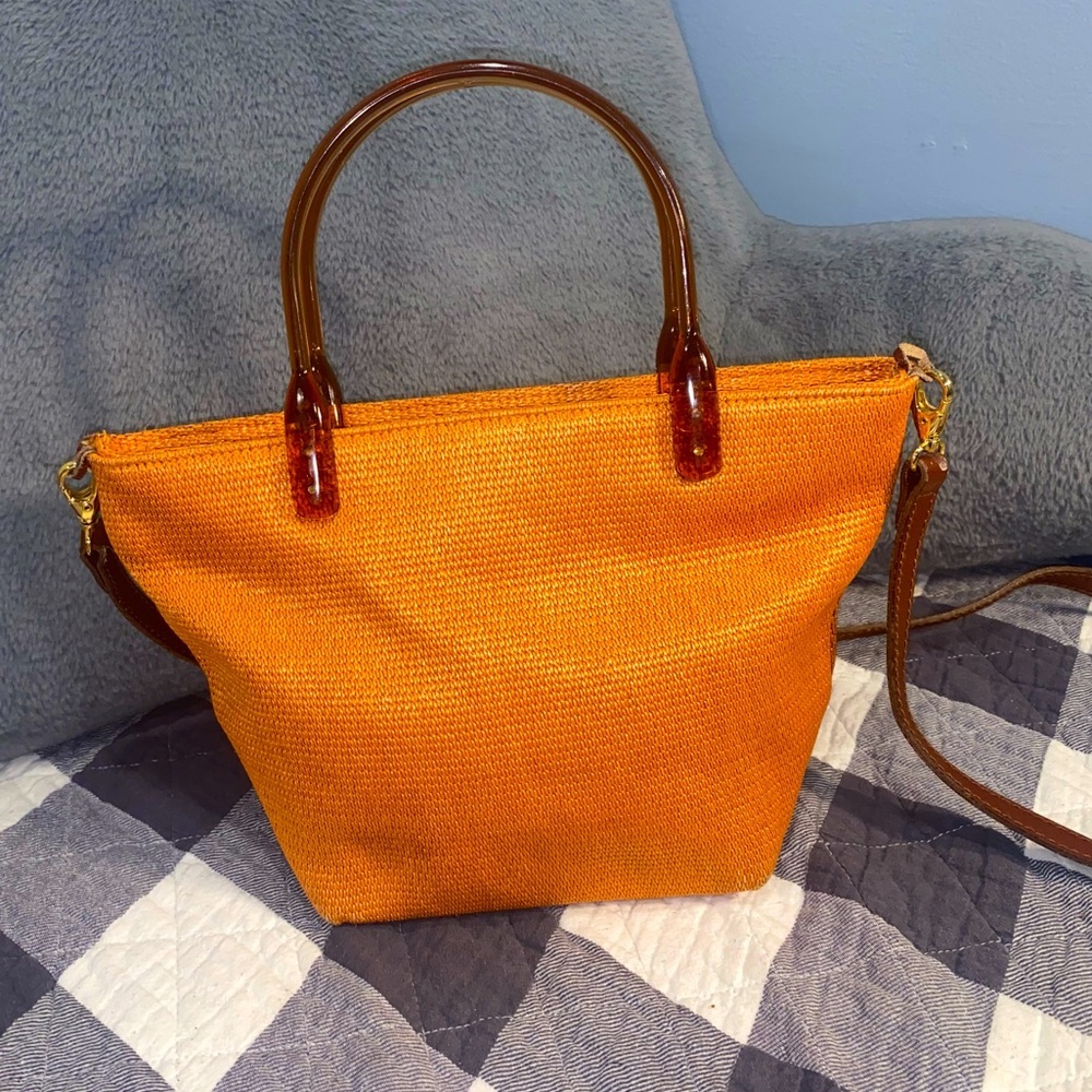 Vintage 70’s Orange Purse with Lucite Handles Made in Italy